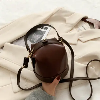 Women Fashion Color Blocking Bucket Crossbody Bag