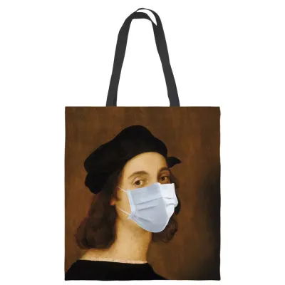 Women Fashion Painting Printed Large Capacity Canvas Tote Bag