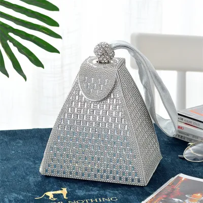 Women's Simple Rhinestone Decorative Cone Evening Bag