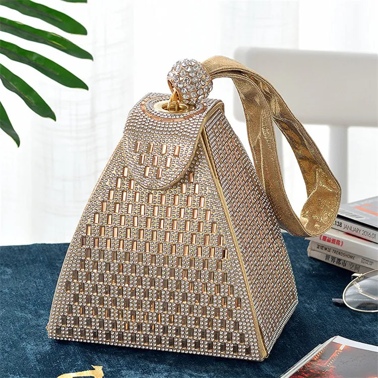 Women's Simple Rhinestone Decorative Cone Evening Bag