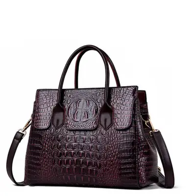 Women Retro Crocodile Pattern PU Tote Bag with Double Handle