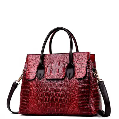 Women Retro Crocodile Pattern PU Tote Bag with Double Handle