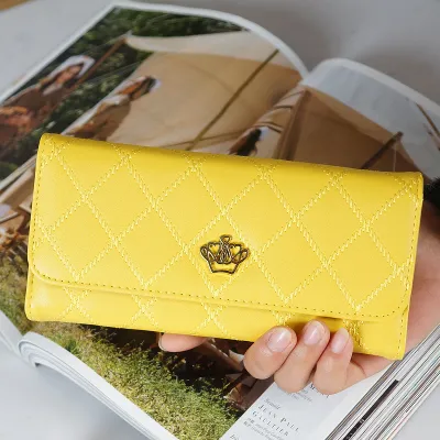 Woman Fashion Solid Rhombus Stitching Multi-card Pocket Purse