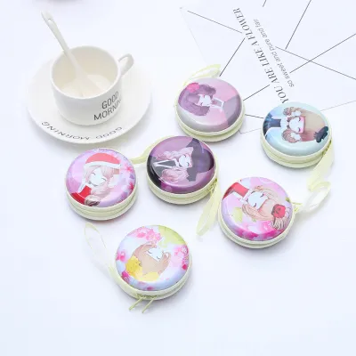 Round Shape Cute Cartoon Print Tinplate Coin Wallet