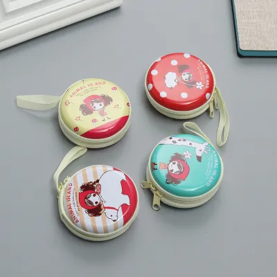 Round Shape Cute Cartoon Print Tinplate Coin Wallet