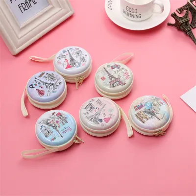 Round Shape Cute Cartoon Print Tinplate Coin Wallet