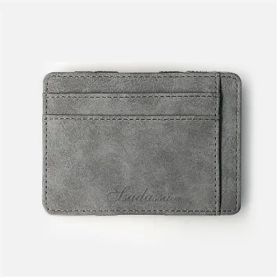 Men's Fashion Solid Color Matte PU Leather Wallet Unisex Horizontal Square 2 Fold Flip Cover