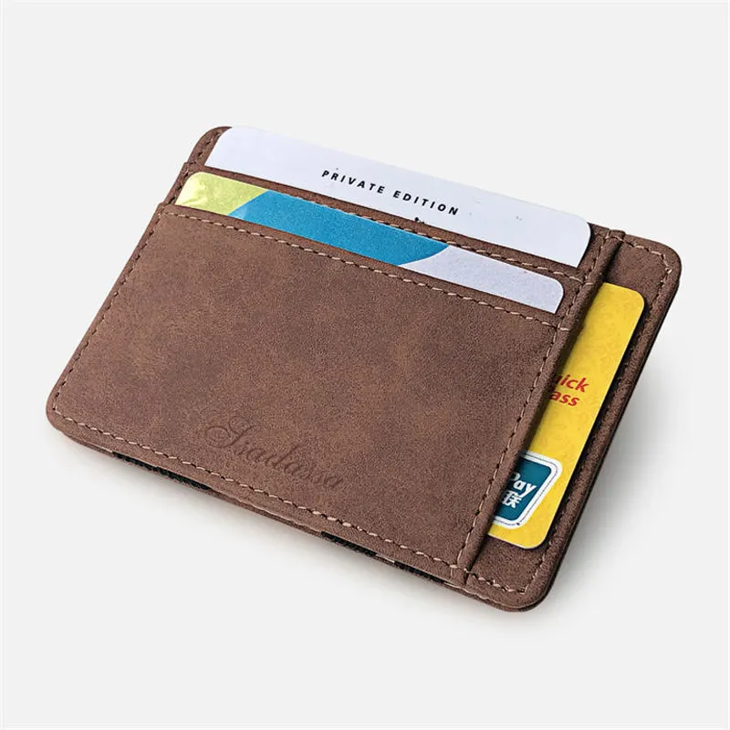 Men's Fashion Solid Color Matte PU Leather Wallet Unisex Horizontal Square 2 Fold Flip Cover