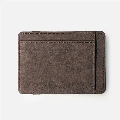 Men's Fashion Solid Color Matte PU Leather Wallet Unisex Horizontal Square 2 Fold Flip Cover