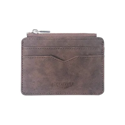 Men Solid Color Matte PU Leather Wallet Unisex