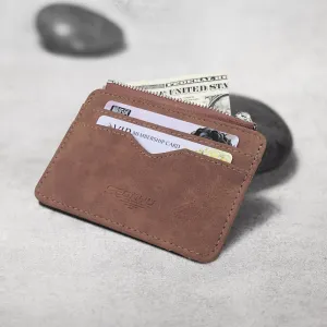 Men Solid Color Matte PU Leather Wallet Unisex