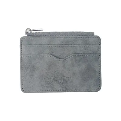 Men Solid Color Matte PU Leather Wallet Unisex