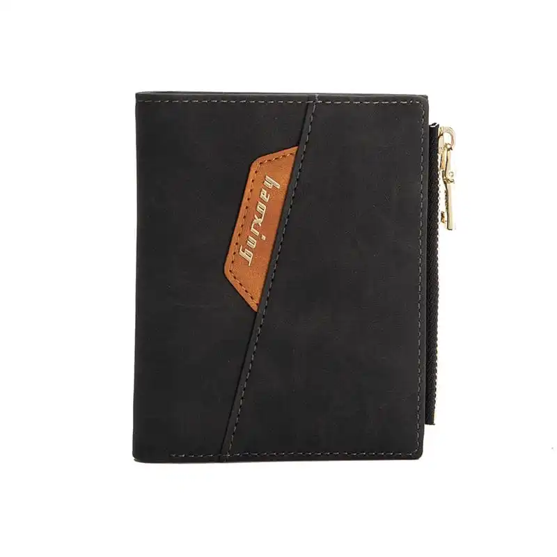 Men Retro Zipper Multi-Card Holder PU Wallet Soft Solid Color