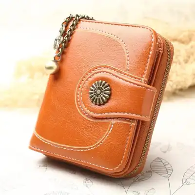 Women's Retro Tri-fold Solid Color Zipper PU Leather Wallet Short Purse