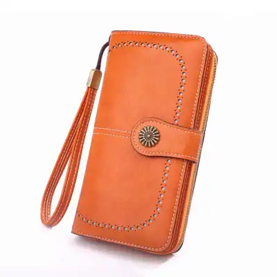 Women Vintage Carving Pattern Clasp Zipper PU Purse Wallet