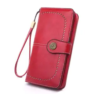 Women Vintage Carving Pattern Clasp Zipper PU Purse Wallet