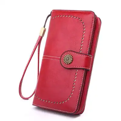 Women Vintage Carving Pattern Clasp Zipper PU Purse Wallet