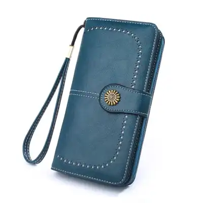 Women Vintage Carving Pattern Clasp Zipper PU Purse Wallet
