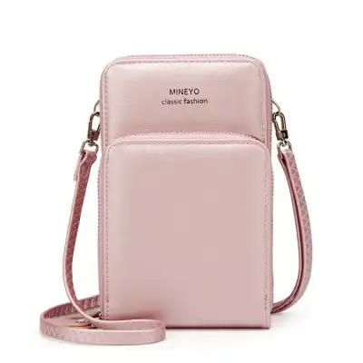 Women Fashion Solid Color PU Leather Crossbody Purse with Zipper Closure