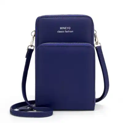 Women Fashion Solid Color PU Leather Crossbody Purse with Zipper Closure