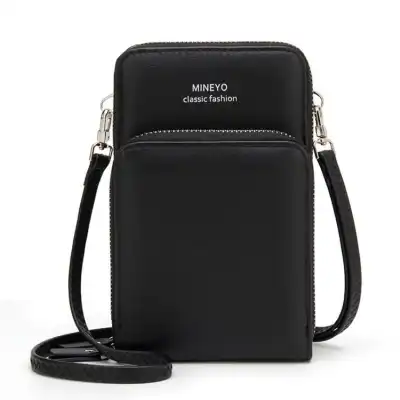 Women Fashion Solid Color PU Leather Crossbody Purse with Zipper Closure