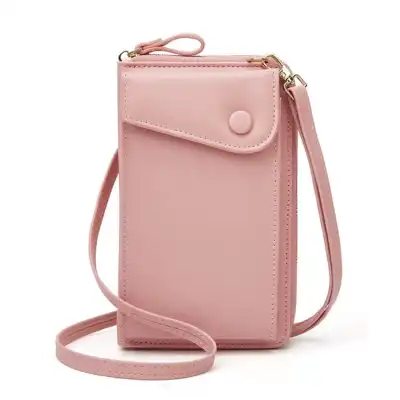 Women Fashion Solid Color Vertical Square PU Leather Crossbody Purse with Zipper Closure