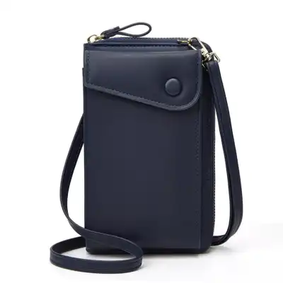 Women Fashion Solid Color Vertical Square PU Leather Crossbody Purse with Zipper Closure