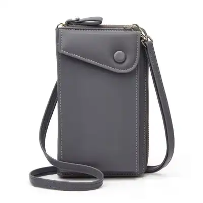 Women Fashion Solid Color Vertical Square PU Leather Crossbody Purse with Zipper Closure