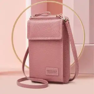 Women Fashion Solid Color Crossbody Purse with Zipper Closure
