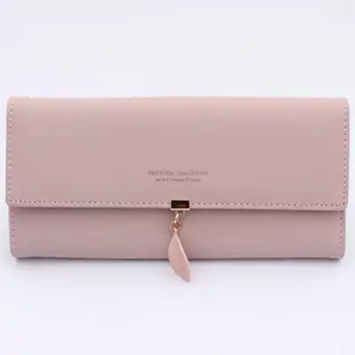 Women Simple Solid Color Letter Printed Trifold Purse