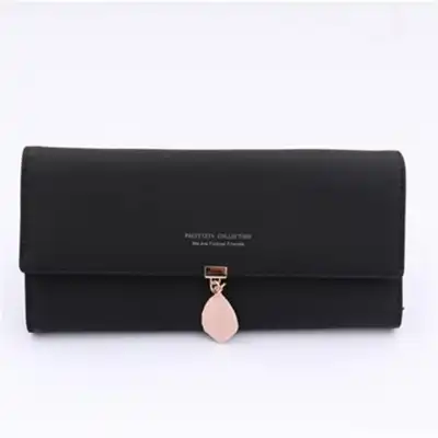 Women Simple Solid Color Letter Printed Trifold Purse