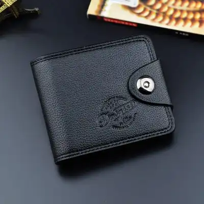 Men's Fashion Solid Color Magnetic Clasp Wallet Short PU Leather