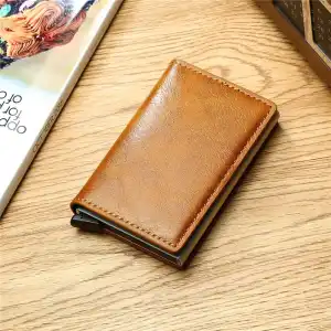 Men Fashion Solid Color Anti-Theft PU Wallet