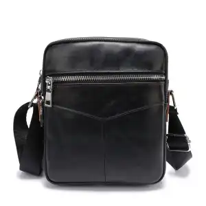 Men Fashionable Multifunctional Genuine Leather Crossbody Bag Leisure Vertical Square Zipper