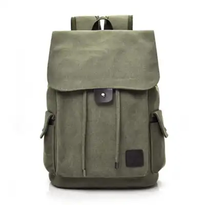 Unisex Fashion Solid Color Canvas Flap Backpack with Magnetic Buckle