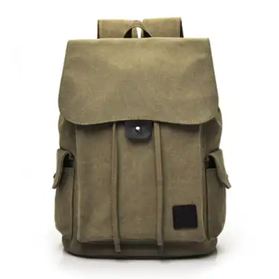 Unisex Fashion Solid Color Canvas Flap Backpack with Magnetic Buckle