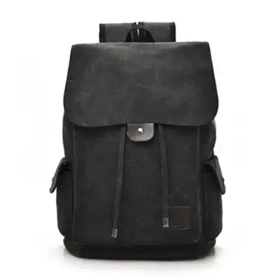 Unisex Fashion Solid Color Canvas Flap Backpack with Magnetic Buckle