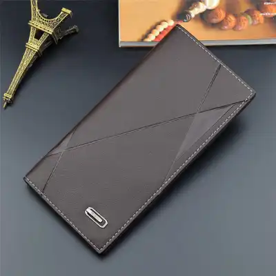Men Fashion Trifold PU Leather Purse Vertical Square Wallet