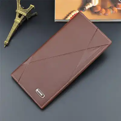 Men Fashion Trifold PU Leather Purse Vertical Square Wallet
