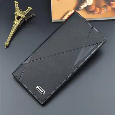 Men Fashion Trifold PU Leather Purse Vertical Square Wallet