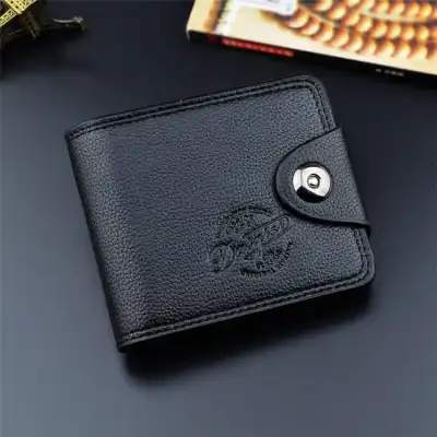 Men Fashion Solid Color Multi-function Embossing Bifold PU Leather Wallet