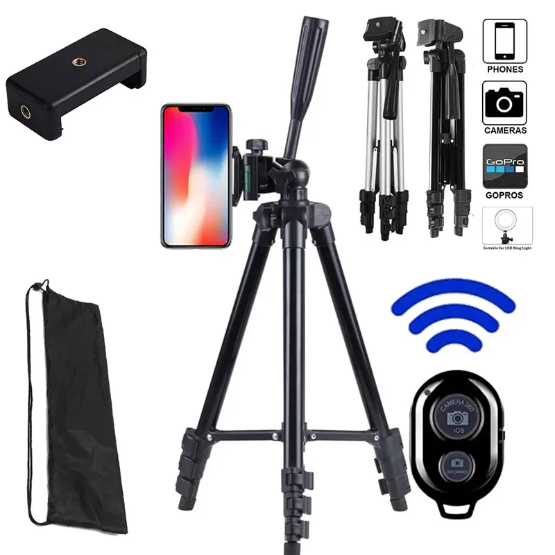 Mobile Phone Adjustable Multifunction Tripod With Bluetooth Remote Control Aluminum Alloy