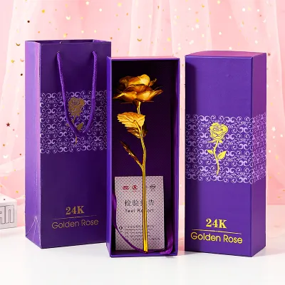 Gold Foil Rose Flower Bouquet Holiday Gift Home Decoration