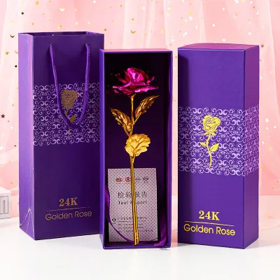 Gold Foil Rose Flower Bouquet Holiday Gift Home Decoration