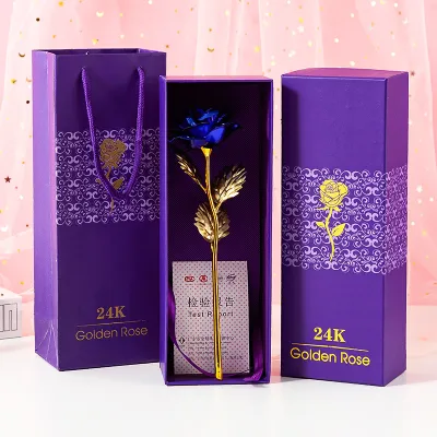 Gold Foil Rose Flower Bouquet Holiday Gift Home Decoration