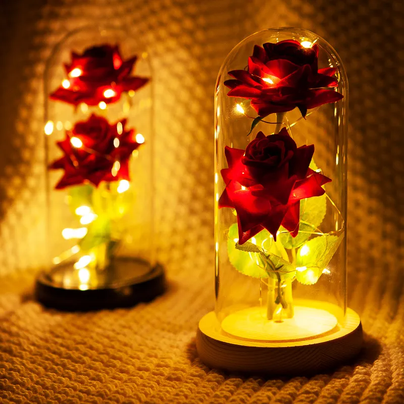 Creative Eternal Rose Glass Cover Gift Decoration for Valentine
