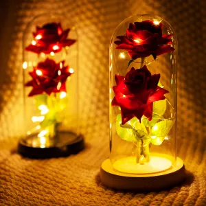Creative Eternal Rose Glass Cover Gift Decoration for Valentine