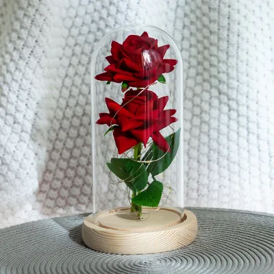 Creative Eternal Rose Glass Cover Gift Decoration for Valentine