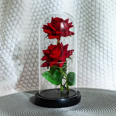 Creative Eternal Rose Glass Cover Gift Decoration for Valentine