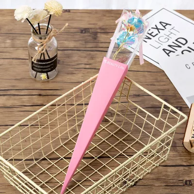 Glowing Color Gold Plastic Rose Flower Ornaments Gift for Home Decoration